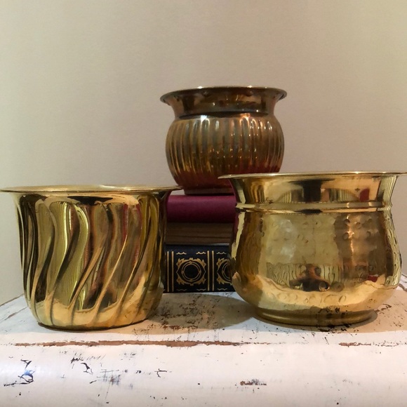 Vintage Brass Planters set of 3 GUC